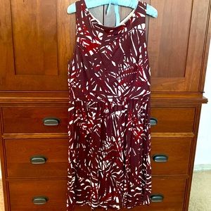 LOFT sundress with back cut out palm deep red design size L